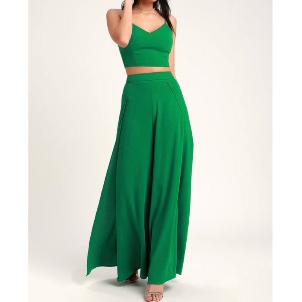 LULUS Green Out Tonight Two-piece Jumpsuit